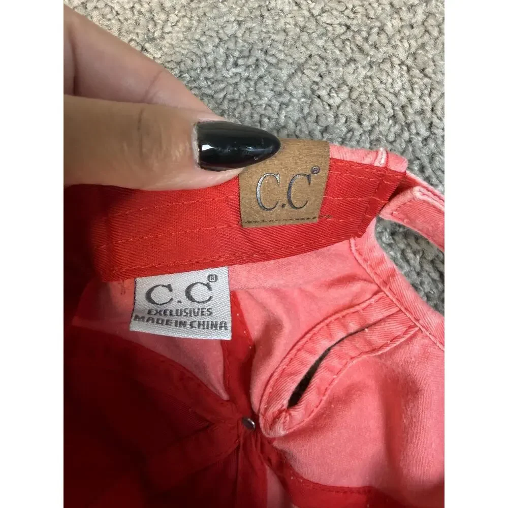 BEach Crazy Hat Cap Baseball Womens Adjustable Pink Pony Tail Beach Logo